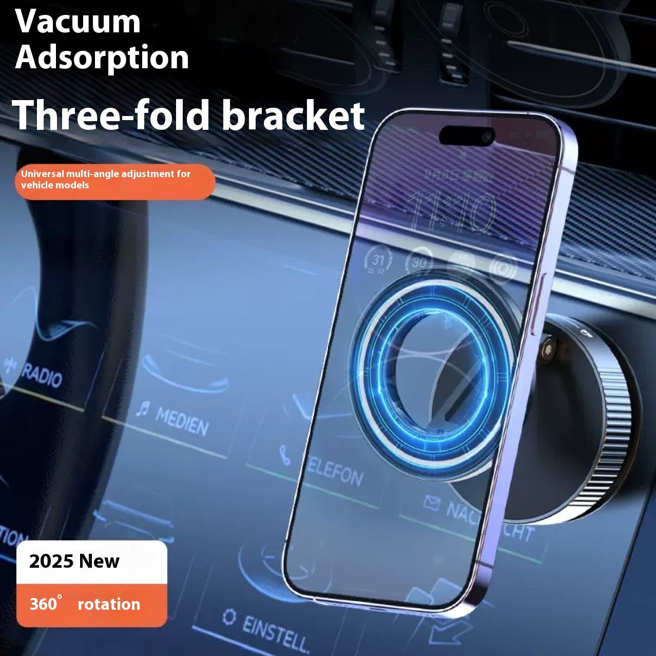 Car Mobile Phone Holder Strong Magnetic Ring Folding Rotating Car Bracket